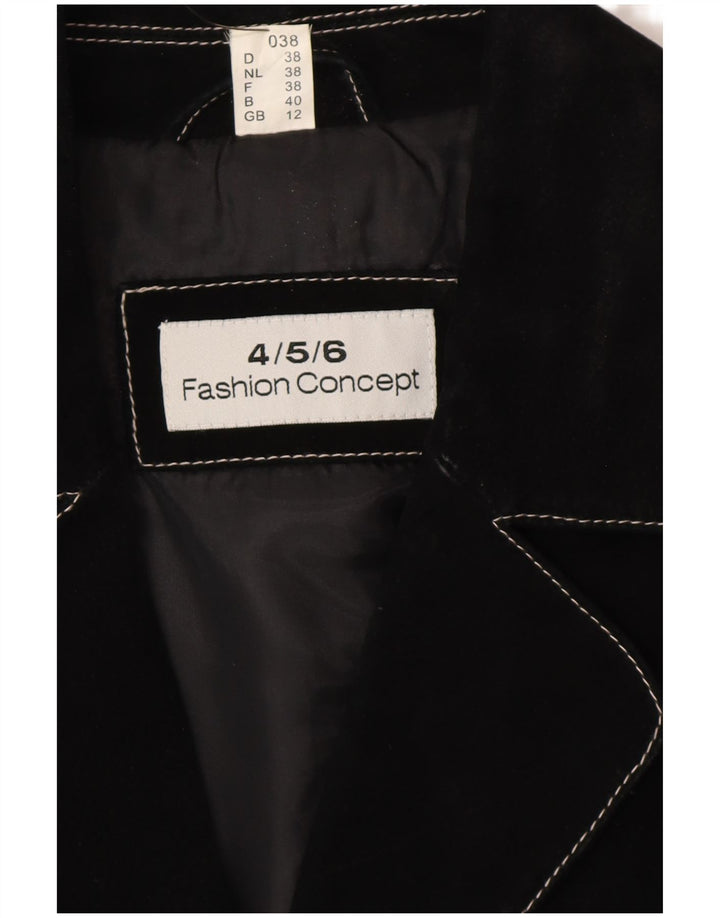VINTAGE Pardesiu de piele intoarsa pentru femei UK 12 Medium Black Leather