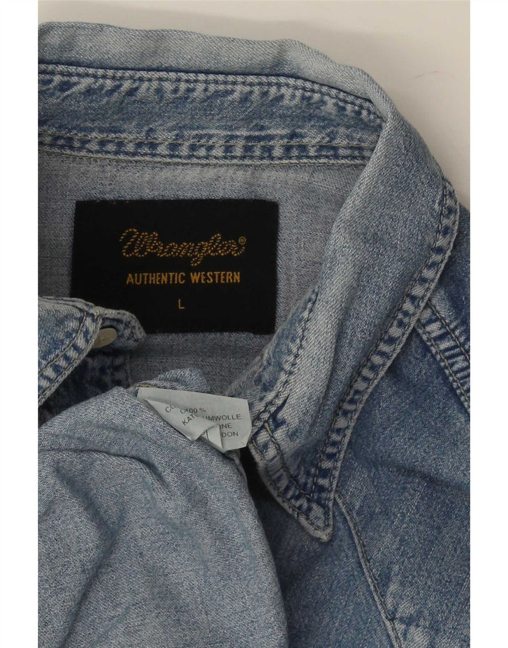 Cămașă Western denim pentru bărbați Wrangler, bumbac albastru mare