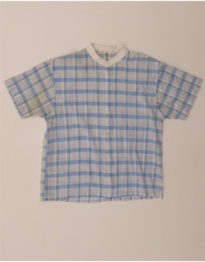 C & A Womens Short Sleeve Shirt IT 42 Medium Blue Check Polyester Vintage C & A and Second-Hand C & A from Messina Hembry 
