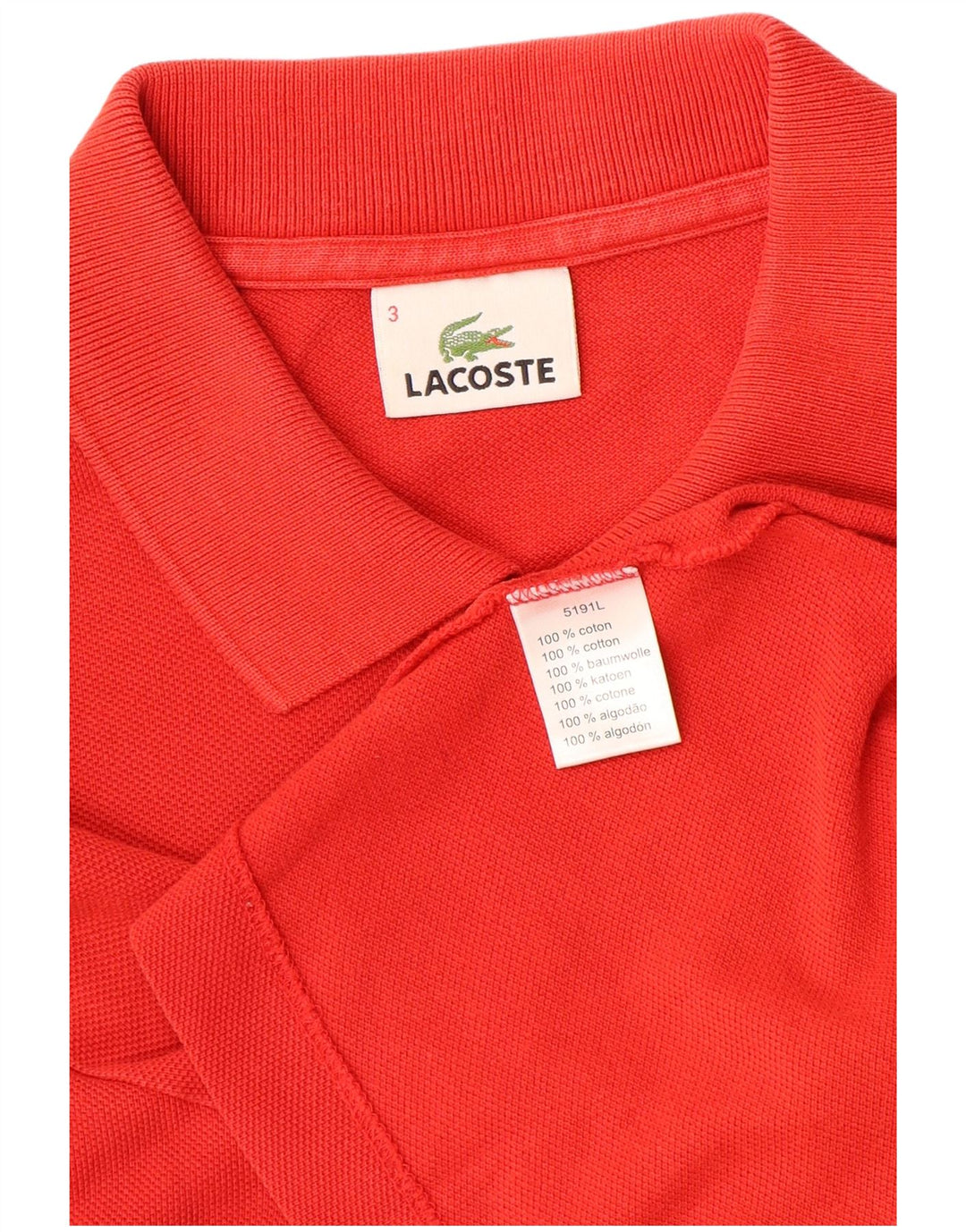 Tricou polo Lacoste pentru bărbați, mărimea 3, bumbac roșu mic