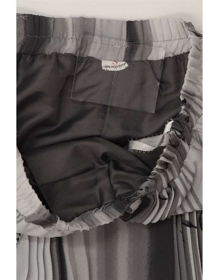 VINTAGE Womens Pleated Skirt Small W27  Grey Floral Polyester Vintage Vintage and Second-Hand Vintage from Messina Hembry 