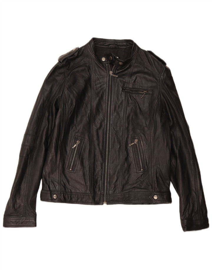 PIMKIE Jachetă de bază din piele pentru femei UK 16, mare, neagră