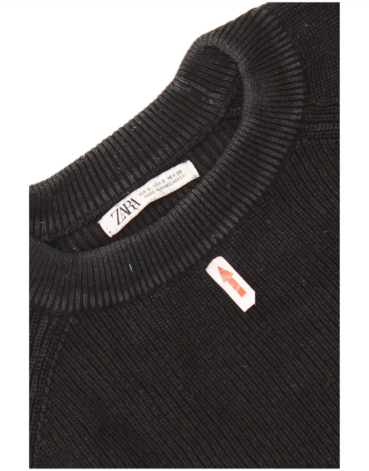 Pulover pentru bărbați Zara, cu decolteu, mic, negru, bumbac