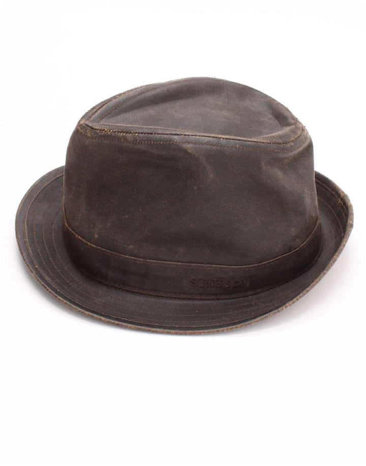 Pălărie Fedora pentru bărbați Stetson din bumbac cerat, maro mediu