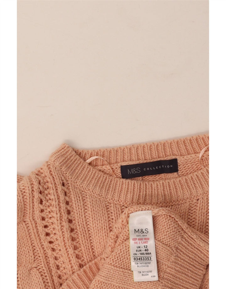 MARKS & SPENCER Pulover pentru femei cu decolteu rotund din bumbac roz mediu UK 12