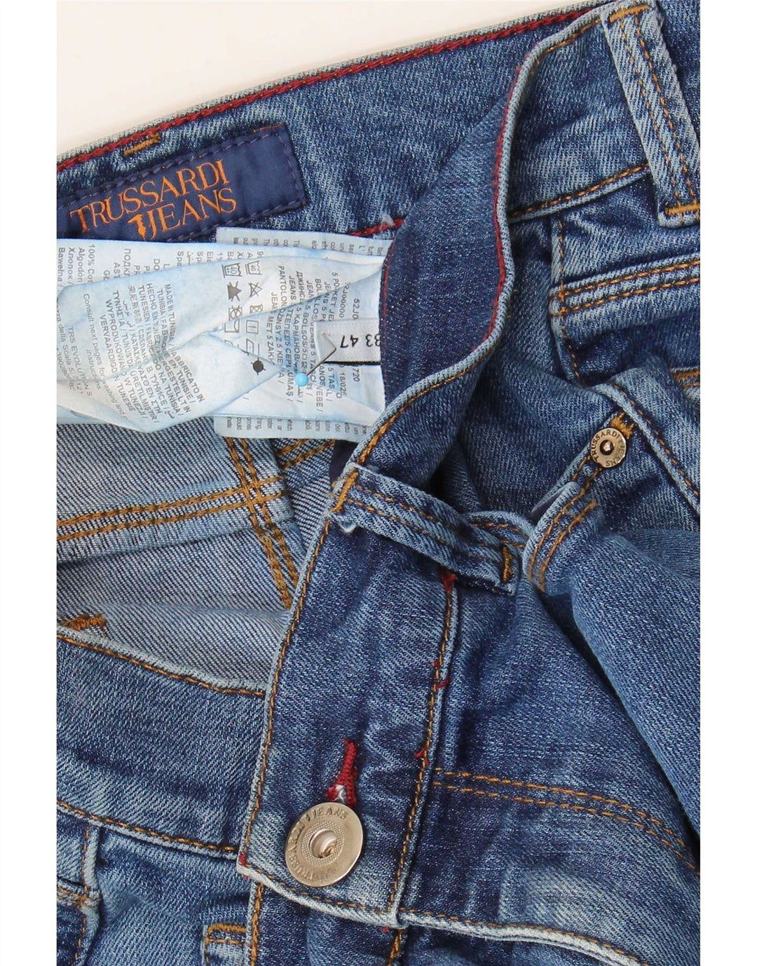 Trussardi blugi slim pentru bărbați W33 L30 bumbac albastru