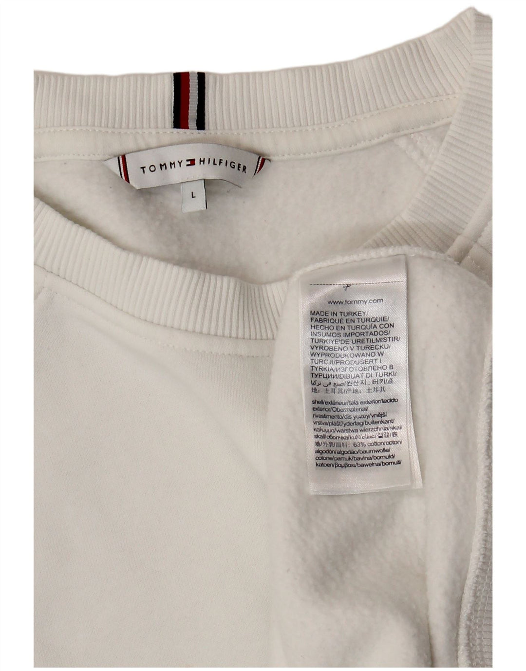TOMMY HILFIGER Pulover supradimensionat pentru femei UK 16 Bumbac alb mare