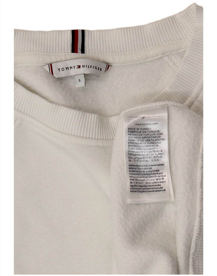 TOMMY HILFIGER Pulover supradimensionat pentru femei UK 16 Bumbac alb mare