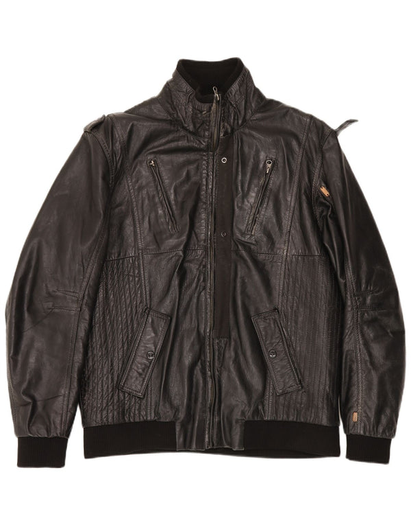 Jachetă de piele vintage pentru bărbați UK 42 XL din piele neagră