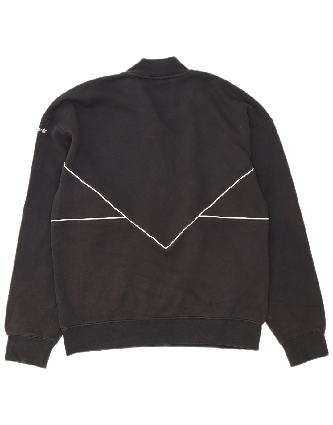 Hanorac pentru bărbați Adidas, cu fermoar, cu gât, bumbac mediu negru