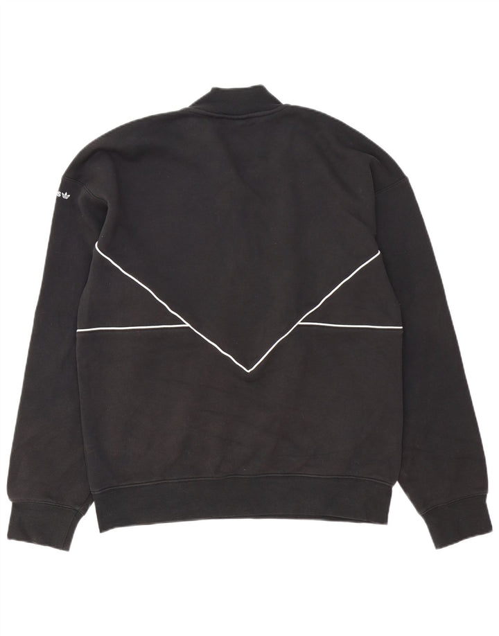 Hanorac pentru bărbați Adidas, cu fermoar, cu gât, bumbac mediu negru
