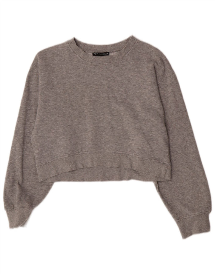 Pulover pentru femeie Zara Crop Pulover UK 12 Gri mediu