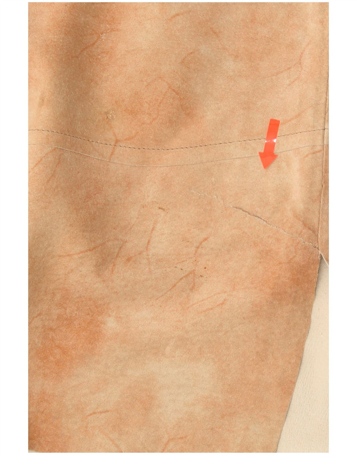 Fustă asimetrică pentru femei HELLINE UK 14 mare W30 din piele cu vopsea cravată bej