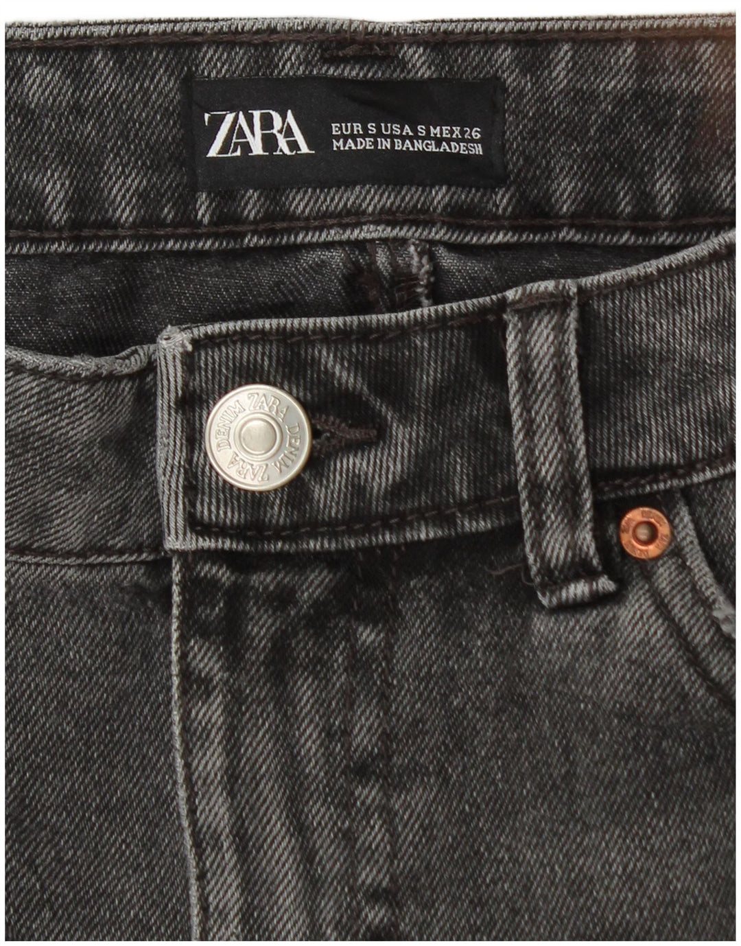 Fusta Mini Denim Zara Femei Small W26 Bumbac Negru