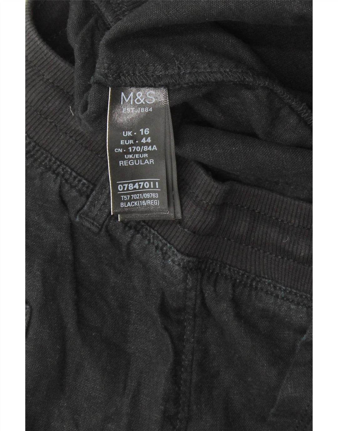 Pantaloni obișnuiți pentru femei Marks & Spencer UK 16 Large W34 L30 Bumbac negru