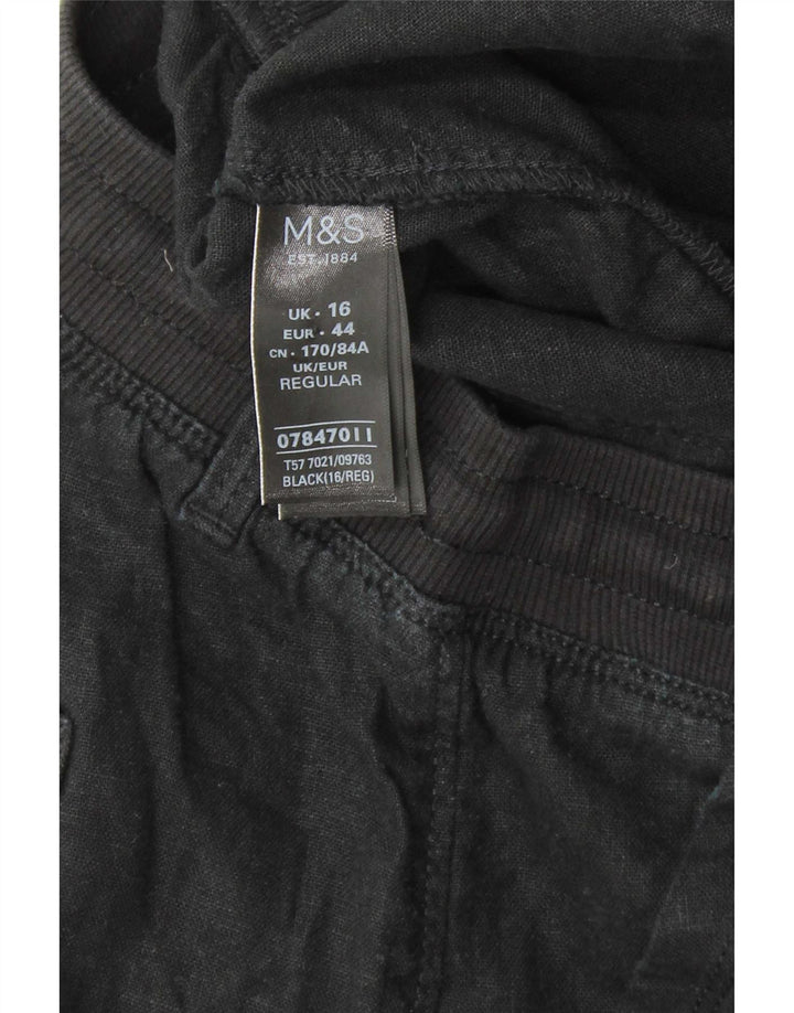 Pantaloni obișnuiți pentru femei Marks & Spencer UK 16 Large W34 L30 Bumbac negru