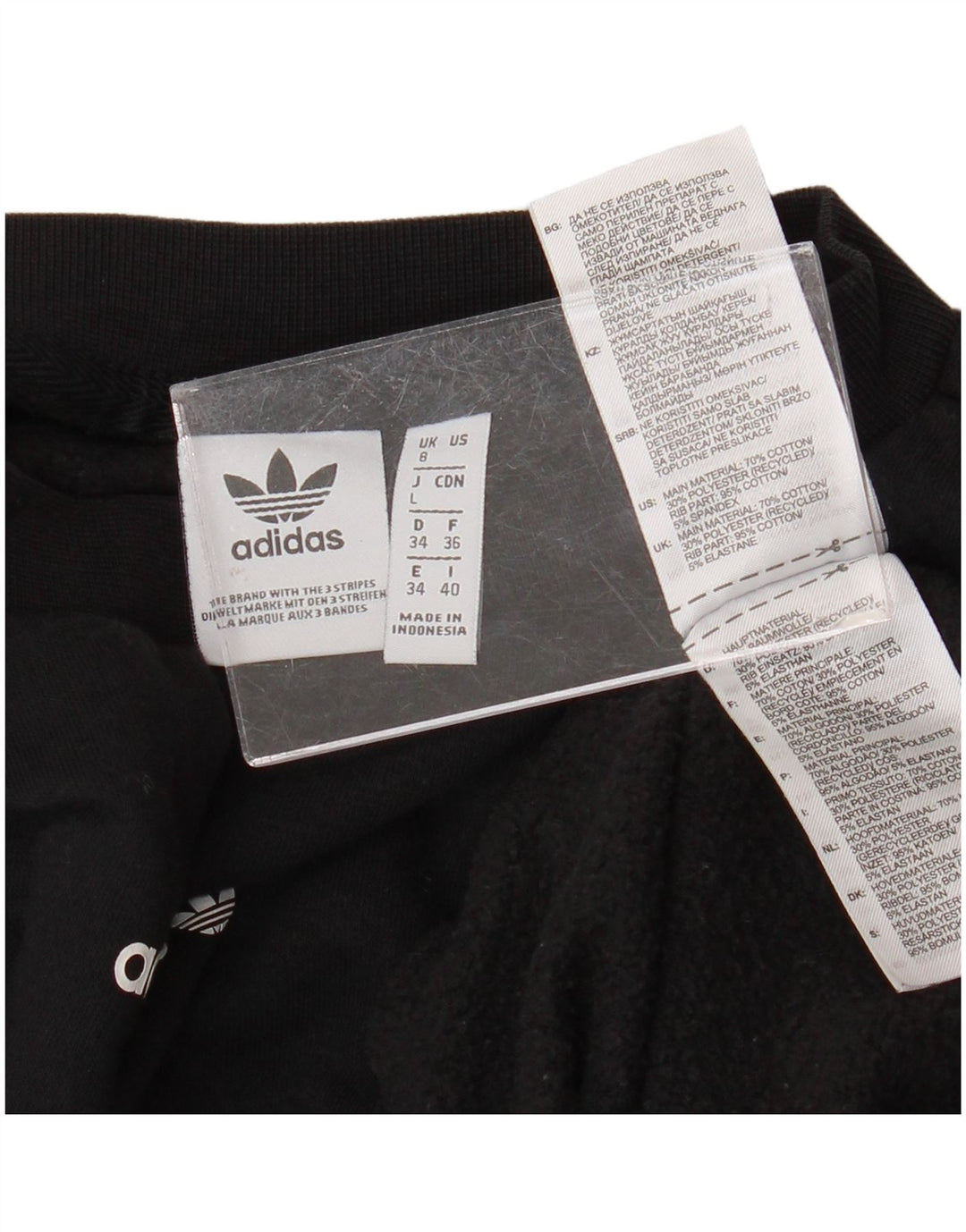 Pulover ADIDAS pentru femei, cu grafic supradimensionat, UK 8, bumbac negru mic