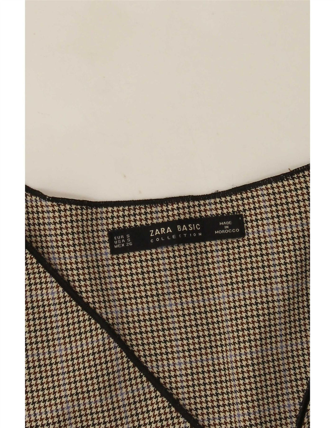Bluză cu mânecă lungă pentru femei Zara UK 10 mic gri Houndstooth