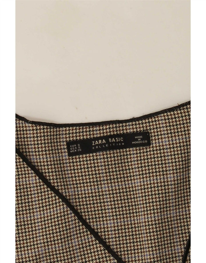 Bluză cu mânecă lungă pentru femei Zara UK 10 mic gri Houndstooth