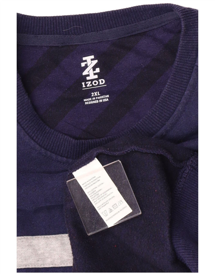 Pulover Izod pentru bărbați, 2XL, bumbac cu dungi albastru bleumarin