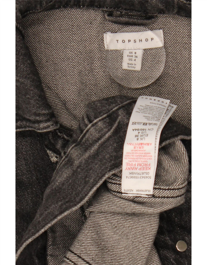 TOPSHOP Jachetă de blugi supradimensionată pentru femei UK 8, bumbac negru mic