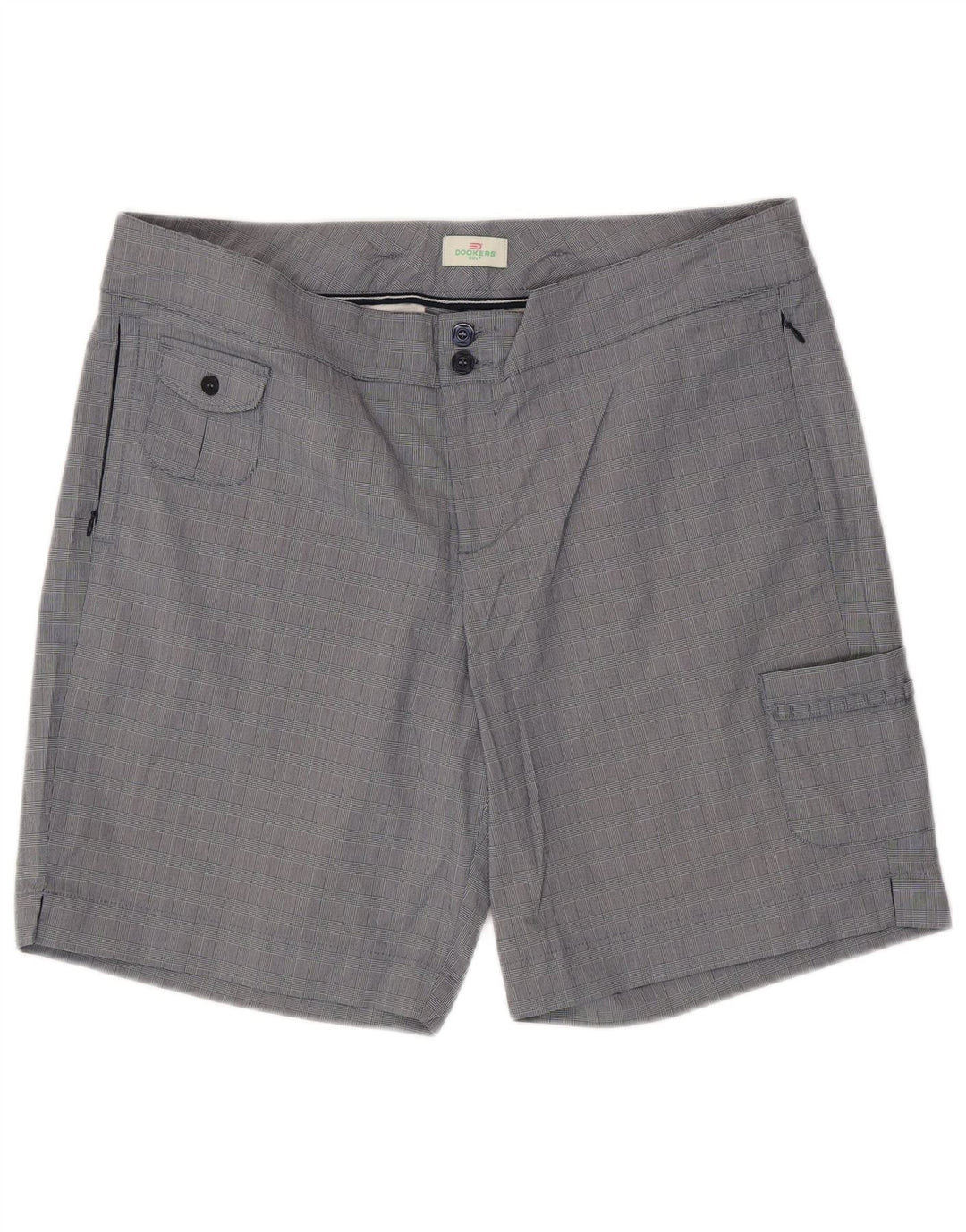 Pantaloni scurti cargo DOCKERS pentru femei US 16 2XL W38 Blue Check Bumbac