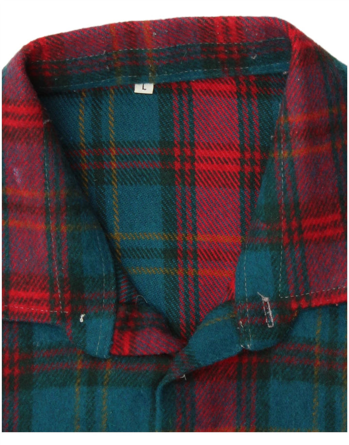 Cămașă de flanel cu carouri vintage pentru bărbați, carouri mari, verzi