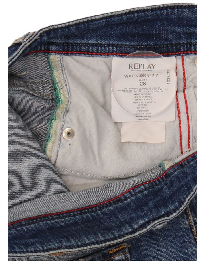 Pantaloni scurți din denim pentru femei Replay W28, bumbac albastru mediu