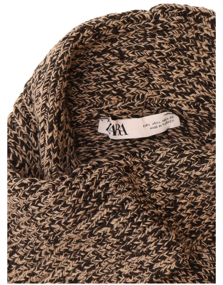 Pulover cu gât țestoasă ZARA pentru femei UK 16 mare, bej, pete acrilic