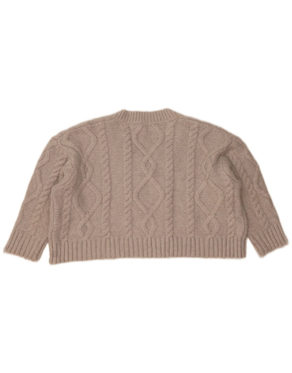 Pulover cu decolteu în V supradimensionat pentru femei Zara UK 10 mic gri acrilic