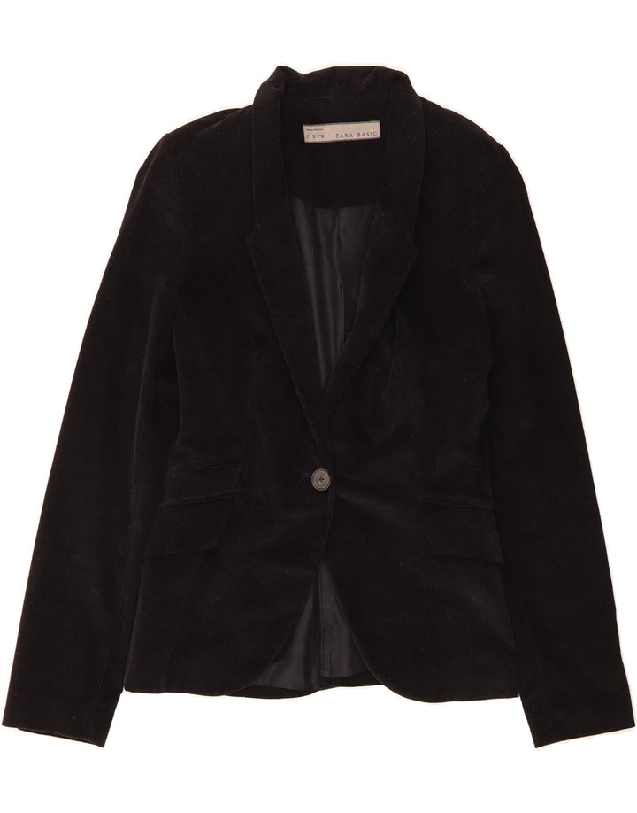 ZARA Womens Corduroy 1 Button Blazer Jacket UK 12 Medium Black Cotton Vintage Zara and Second-Hand Zara from Messina Hembry 
