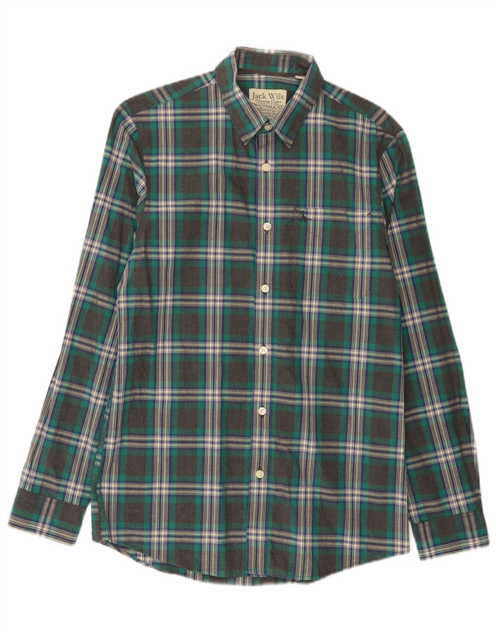 Cămașă Jack Wills pentru bărbați, bumbac cu carouri mici, gri