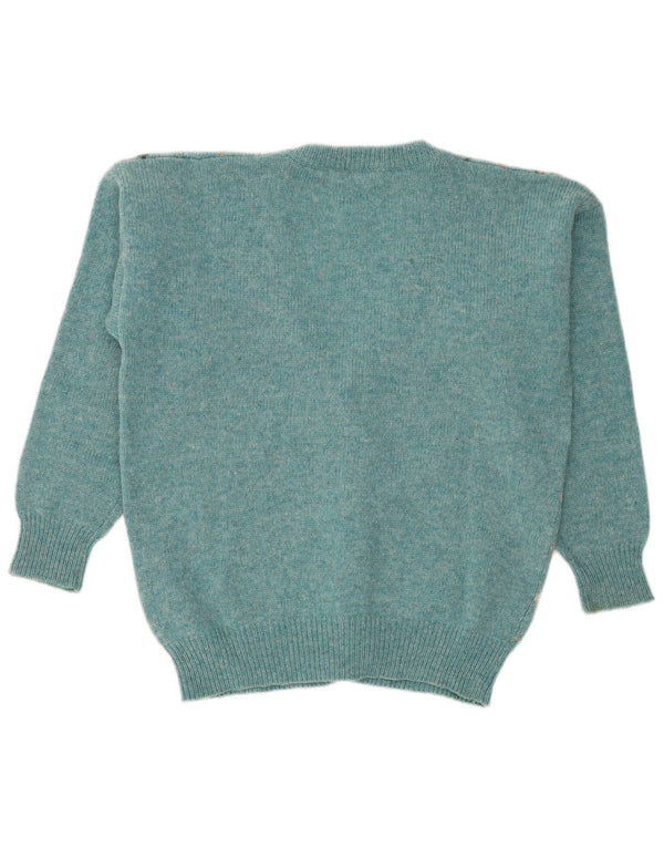 Pulover cardigan pentru bărbați Cacharel Turcoaz mediu Lână Argyle/Diamond