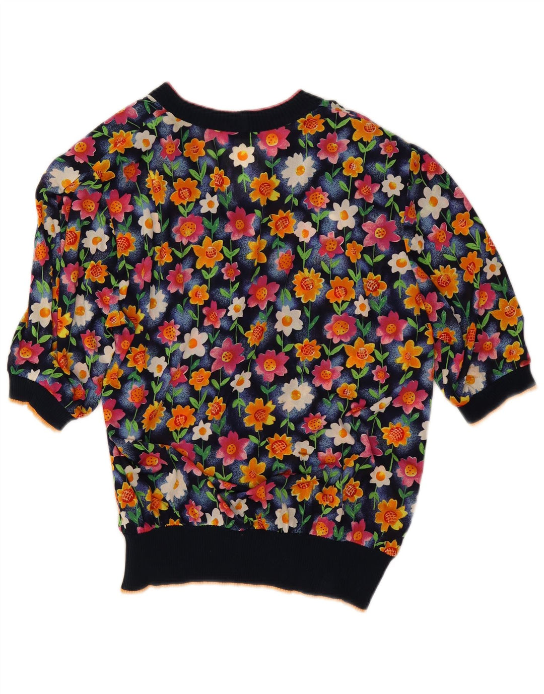 Gibi Womens Cardigan Top UK 14 Large Bleumarin Floral Acetat