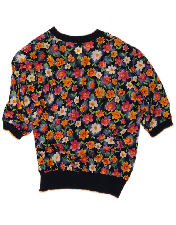Gibi Womens Cardigan Top UK 14 Large Bleumarin Floral Acetat