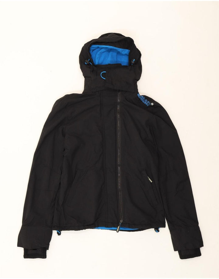 Jachetă Windbreaker pentru femei cu glugă Superdry UK 14 Medium Black Nylon