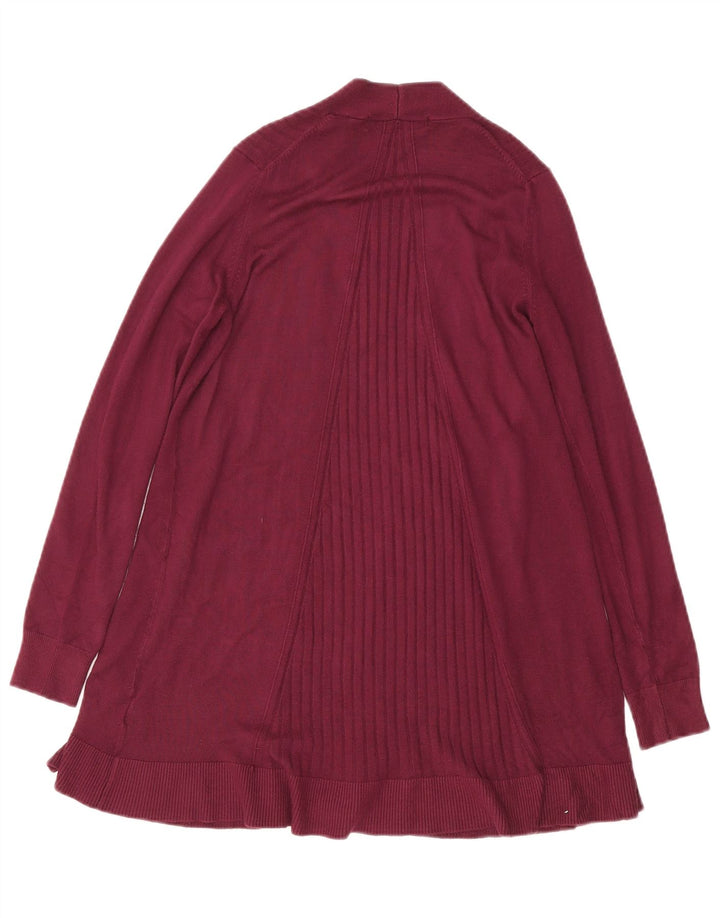 MARKS & SPENCER Womens Open Cardigan Sweater UK 10 Small Maroon Viscose