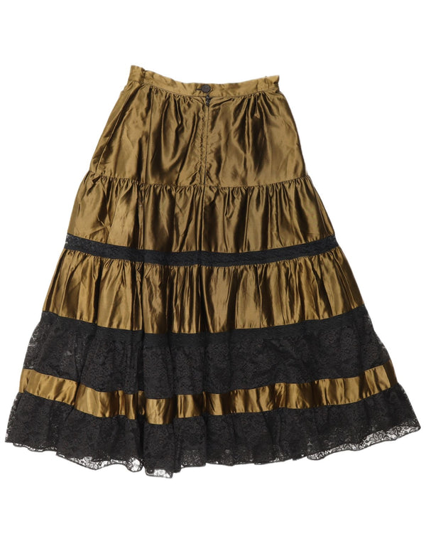 Fusta evazată pentru femei VINTAGE W23 2XS Kaki Colorblock