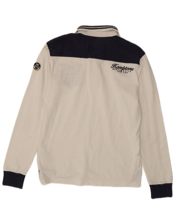 Tricou polo cu mânecă lungă cu grafică North Sails pentru bărbați, alb mediu, color block