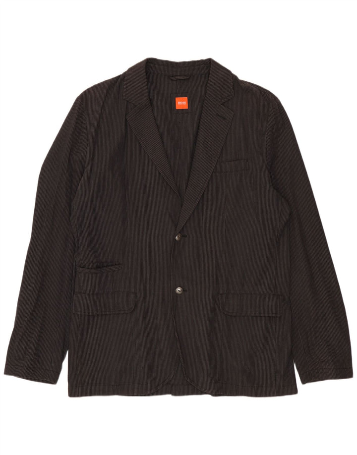 Blazer pentru bărbați HUGO BOSS cu 2 nasturi, UK 42 XL, gri cu dungi