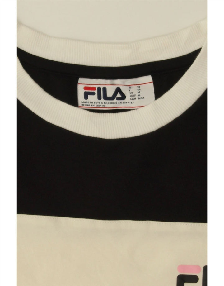 FILA Womens Graphic T-Shirt Top UK 14 Medium Multicoloured Colourblock Vintage Fila and Second-Hand Fila from Messina Hembry 