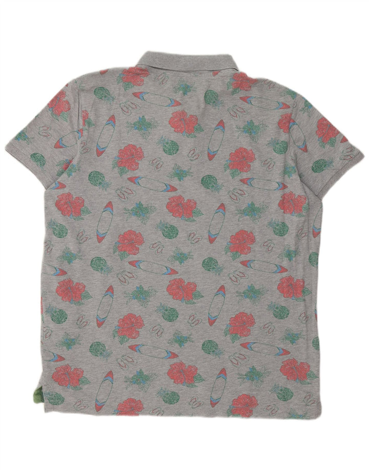 Cămașă polo Benetton pentru bărbați, cu formă regulată, XL, gri, florală