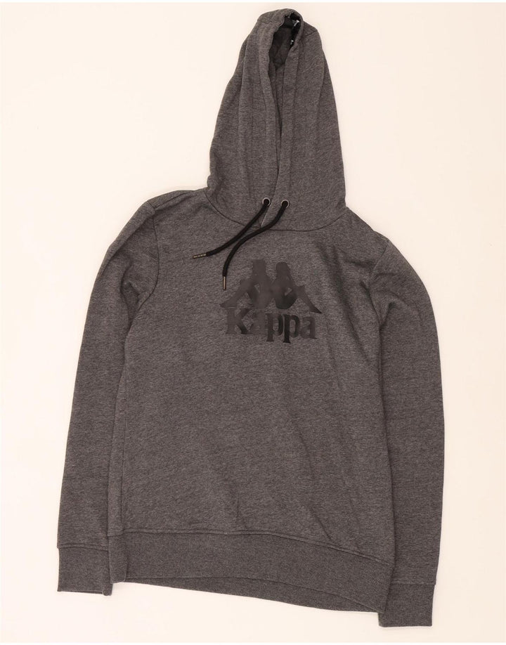 KAPPA Womens Graphic Hoodie Jumper UK 16 Large Grey Polyester Vintage Kappa and Second-Hand Kappa from Messina Hembry 