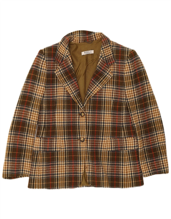Jachetă Blazer pentru femei Marella cu 2 nasturi UK 18 XL Lână cu carouri maro
