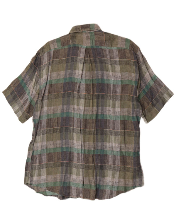 Cămașă Vintage pentru bărbați cu mânecă scurtă Mărimea 43 17 XL în carouri verde