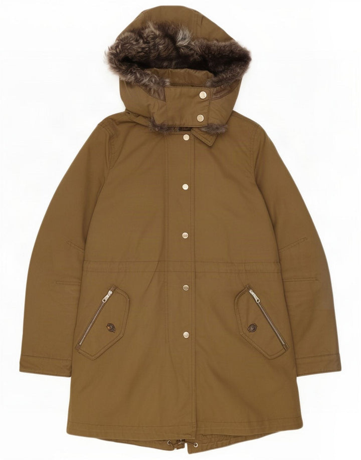 Jachetă parka cu glugă Massimo Dutti pentru femei UK 14 Bumbac verde mediu