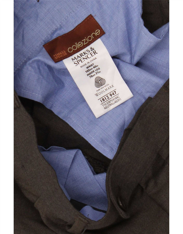 Pantaloni de costum pentru bărbați Marks & Spencer L40 L31 maro Lână nouă