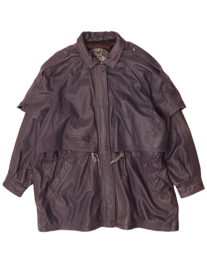 Palton din piele vintage pentru femei UK 20 2XL violet