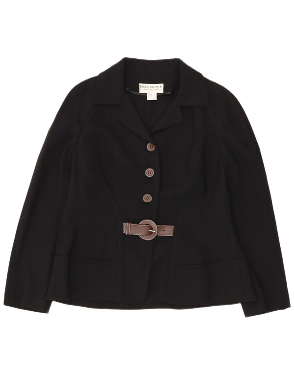 Paola Antonini Jachetă Blazer cu 3 nasturi pentru femei UK 16 Lână mare neagră
