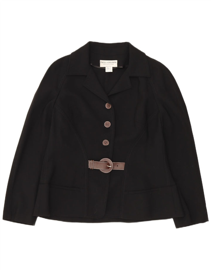 Paola Antonini Jachetă Blazer cu 3 nasturi pentru femei UK 16 Lână mare neagră